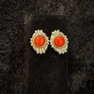 Elegant Silver and Red Earrings